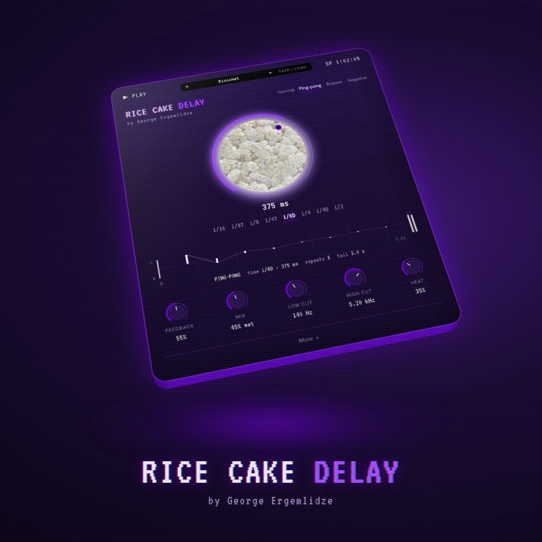 Rice Cake Delay plugin window at an angle