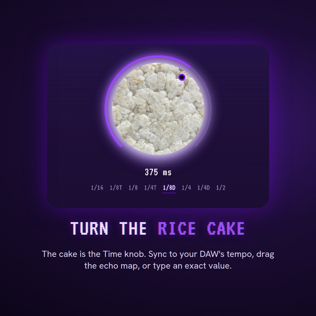 The rice cake Time knob set to 375 ms, with note values from 1/16 to 1/2 underneath